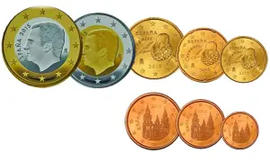 Hiszpania używa euro. Monety z wizerunkami królów i zabytków pokazują, jaką walutą płaci się w Hiszpanii.