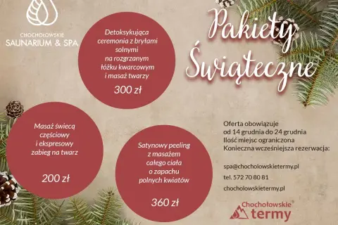 Chochołowskie Termy oferują pakiety świąteczne. Sprawdź, czy termy chochołowskie są otwarte w święta bożego narodzenia i zarezerwuj relaks.