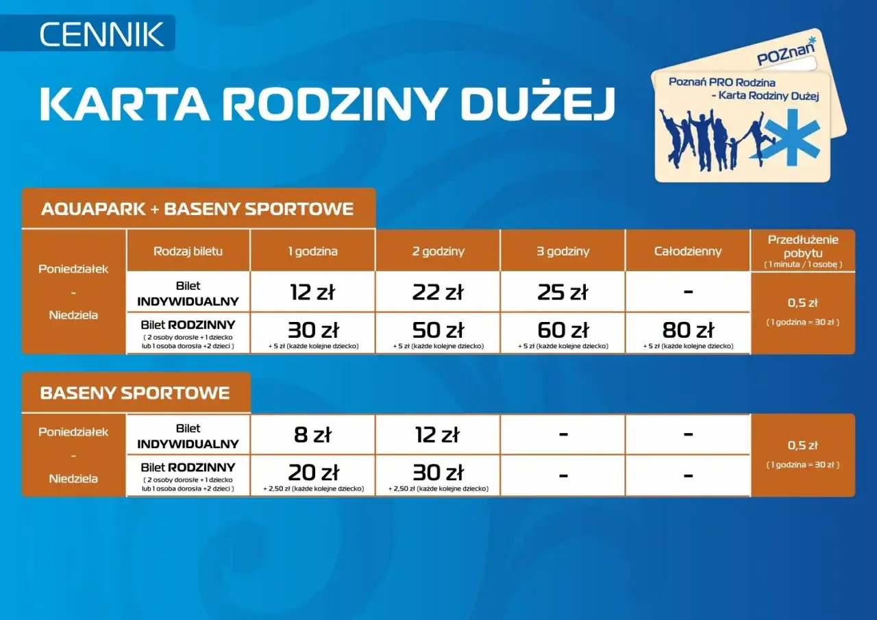 Cennik Karta Rodziny Dużej. Sprawdź, czy termy maltańskie są otwarte i jakie są ceny biletów do Aquaparku i basenów sportowych.