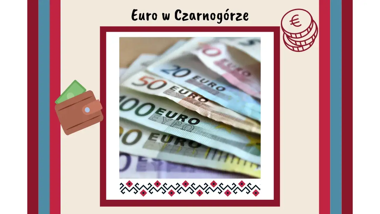 Euro to waluta Czarnogóry. Na zdjęciu widać banknoty euro o nominałach 100, 50, 20 i 10 euro.
